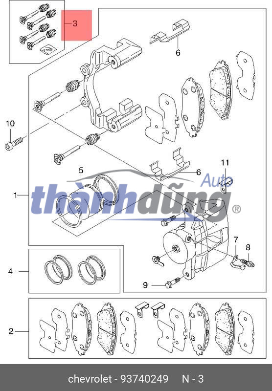 Ắc suốt phanh trước DAEWOO LACETTI 2003-2009 | 93740249 - Ảnh 5
